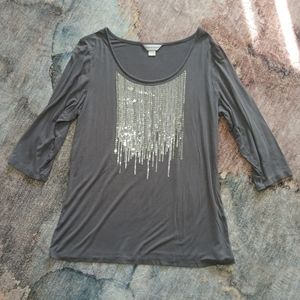 Gray Sequin Embellished Women's Top